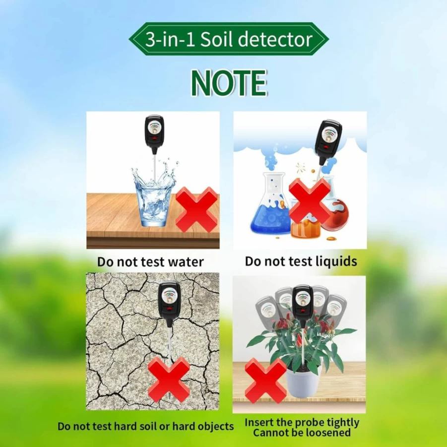 Metellme 3-in-1 Soil Tester Kit: Moisture, pH & Fertility Meter for Indoor/Outdoor Plants, Garden, Lawn & Farming