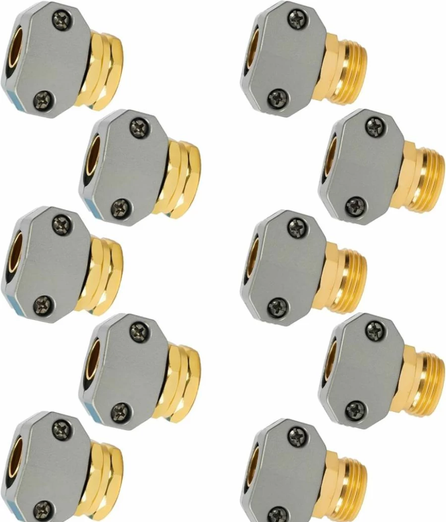 LIULO TOOL 3-Pack Aluminum Garden Hose Repair Kit - Male/Female Connectors for 5/8" & 3/4" Hoses - Durable Leak-Proof Fittings