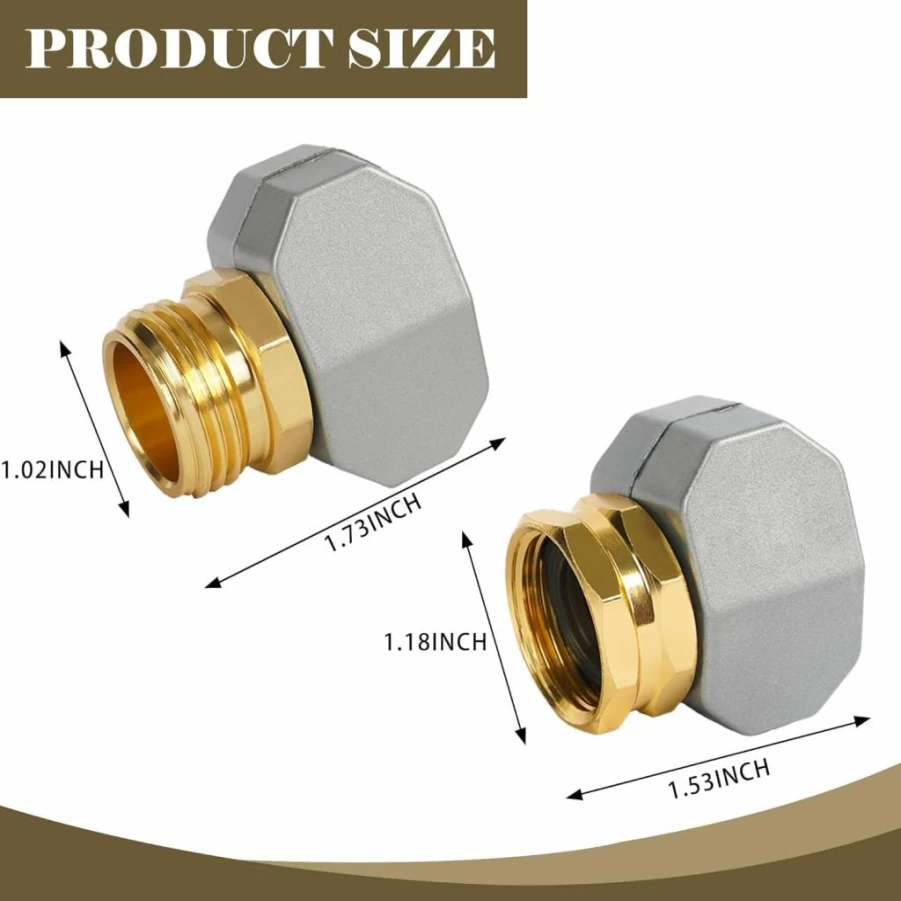 LIULO TOOL 3-Pack Aluminum Garden Hose Repair Kit - Male/Female Connectors for 5/8" & 3/4" Hoses - Durable Leak-Proof Fittings