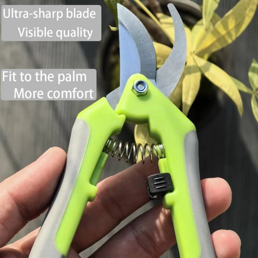 WWZJ 2-Pack Professional Gardening Shears Set - Sharp Stainless Steel Pruning Shears with Ergonomic Handle, Straight & Curved Blades for Trimming, Ideal Garden Scissors for Plants, Flowers, and Shrubs