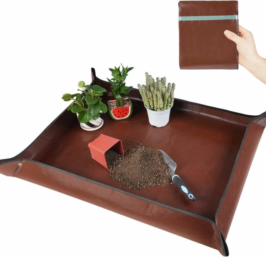 HNXTYAOB 27x27 Inch Foldable Waterproof Repotting Mat for Indoor Plants - Portable Gardening Tray for Succulents, Mess Control, Ideal Garden Gift for Men & Women