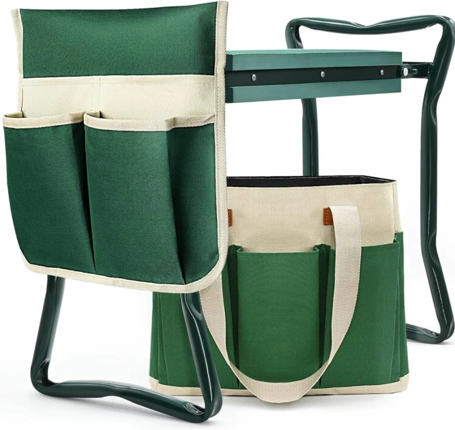 AZBESTPRO Foldable Garden Kneeler and Seat with Storage Pouch, EVA Foam Cushion, and Gardening Gloves – Multi-Functional Outdoor Bench for Planting, Weeding – Ideal Gardening Gift for Women and Men