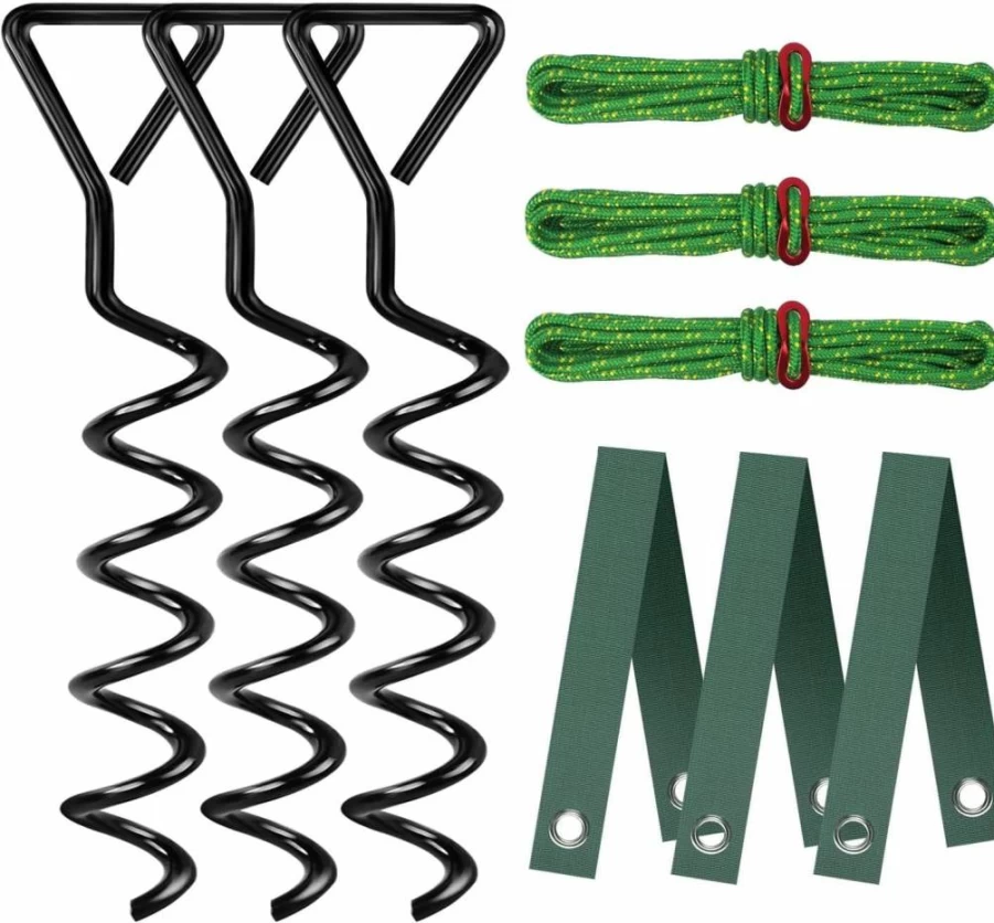 FCENDS Heavy Duty Tree Stake Kit - Spiral Plant Supports for Straightening Leaning & Young Trees, Weather-Resistant Garden Stakes