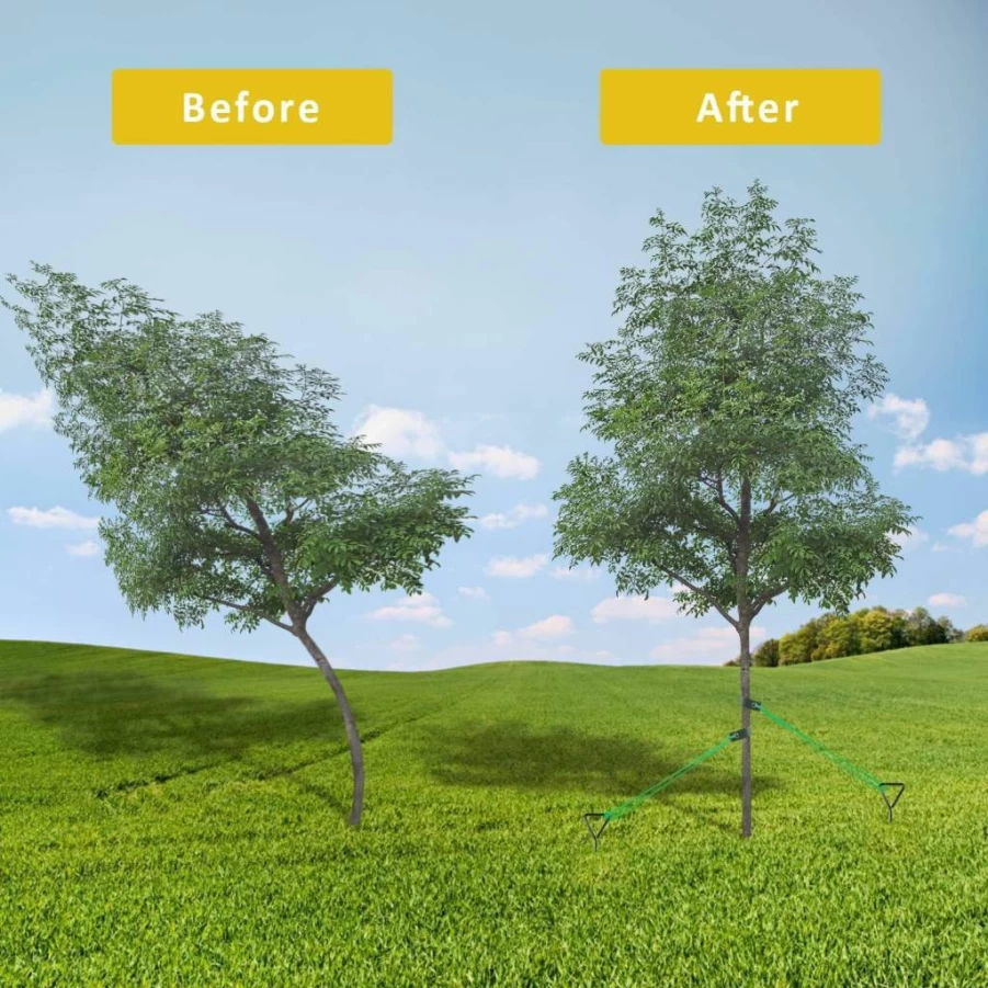 FCENDS Heavy Duty Tree Stake Kit - Spiral Plant Supports for Straightening Leaning & Young Trees, Weather-Resistant Garden Stakes