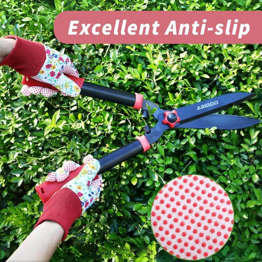 DOFOWORK Women's Gardening Gloves - 3 Pairs Soft Floral Design Outdoor Gloves for Planting, Cute & Durable Garden Work Gloves