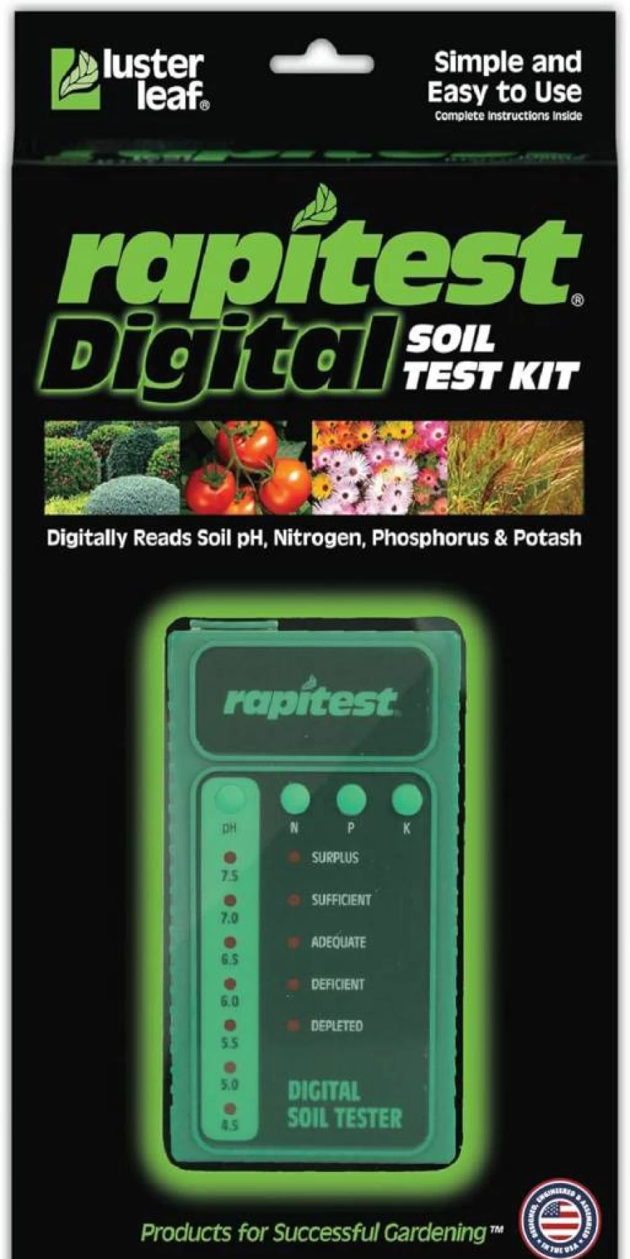 Luster Leaf Rapitest Soil Test Kit - Fast & Accurate pH, Nutrient Analyzer for Garden, Lawn, Flowers, Vegetables | USA-Designed Soil Tester