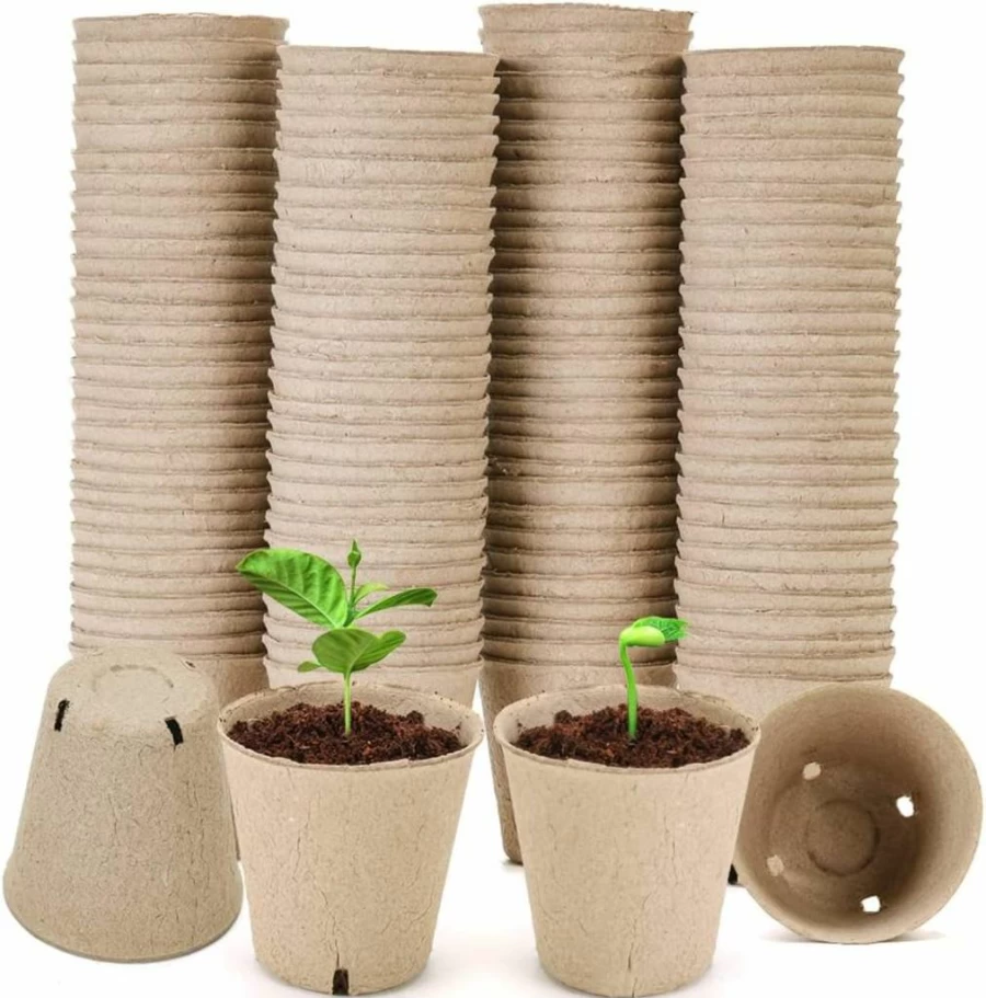 YESIACE 126-Pack Biodegradable Peat Pots for Seed Starting, 3.15 Inch Round Nursery Pots with Drainage Holes, Eco-Friendly Plant Germination Trays