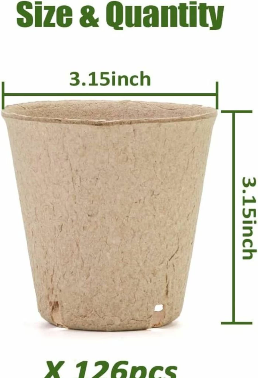 YESIACE 126-Pack Biodegradable Peat Pots for Seed Starting, 3.15 Inch Round Nursery Pots with Drainage Holes, Eco-Friendly Plant Germination Trays