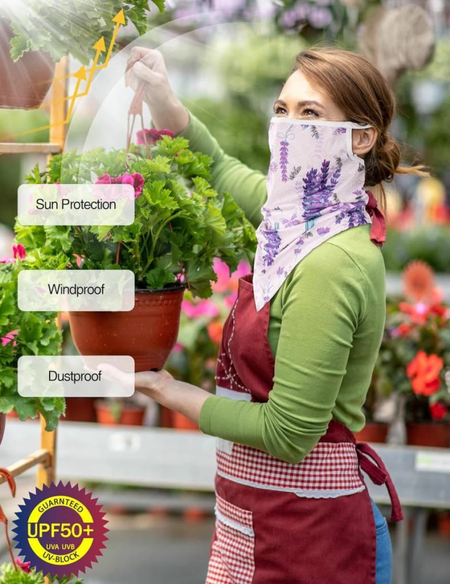 FISHEAL UV Protection Face Scarf Mask - Breathable Sun Neck Gaiter with Ear Loops for Men & Women, Gardening, Hiking, Outdoor Activities