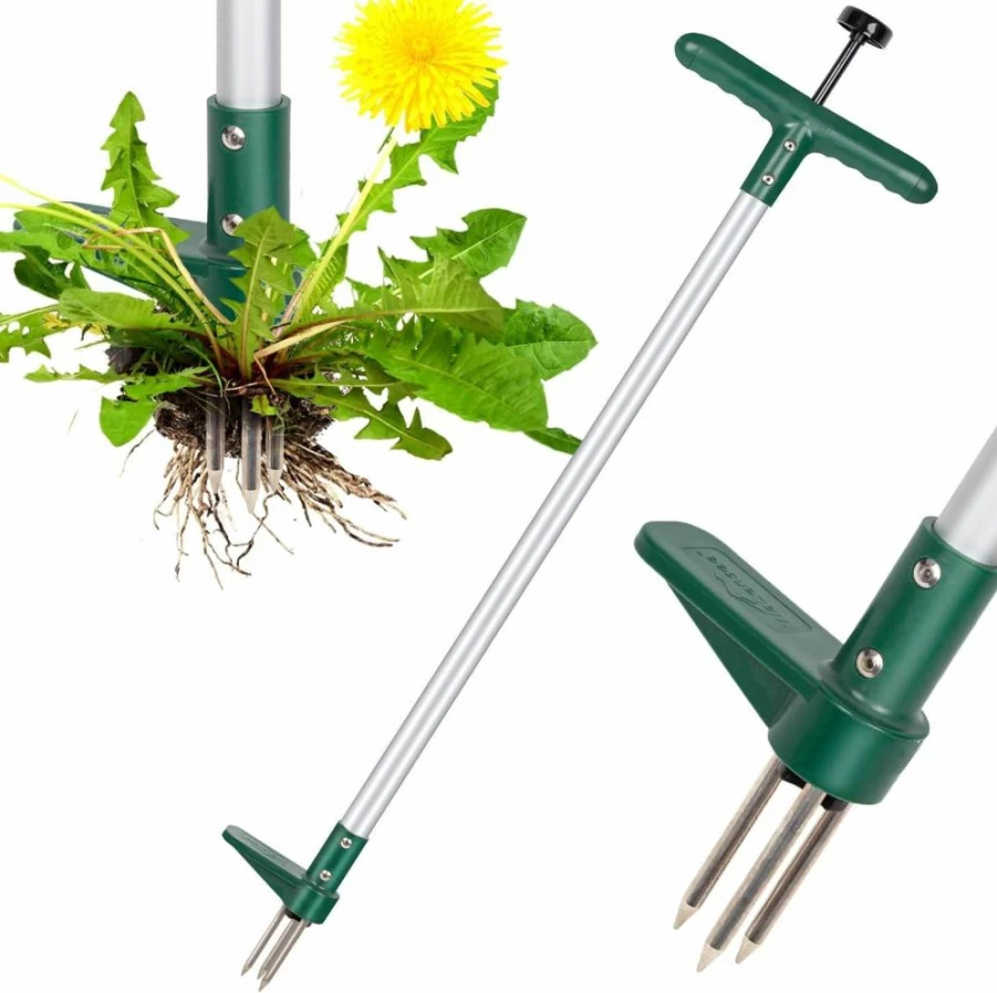 Walensee Long Handle Weed Puller Tool - 3-Claw Stand Up Weeder for Dandelions & Root Removal, Ergonomic Garden Weeding Grabber (1 Pack)
