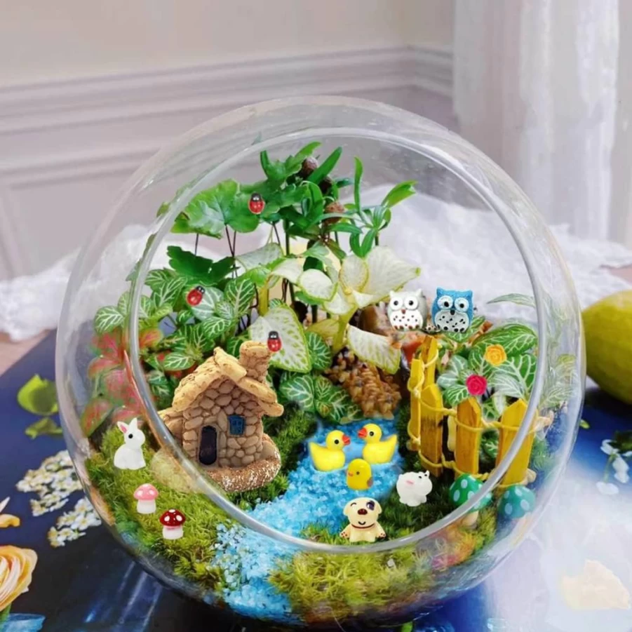 Dracarys 100-Piece Mini Resin Fairy Garden Kit - Micro Landscape Ornaments, Miniature Animals, DIY Forest Figurines for Fairy Gardens