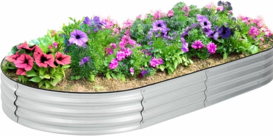BACKYARD EXPRESSIONS 4x2 Ft Galvanized Metal Raised Garden Bed Kit for Vegetables, Fruits, Flowers - Easy Assembly Outdoor Planter Box