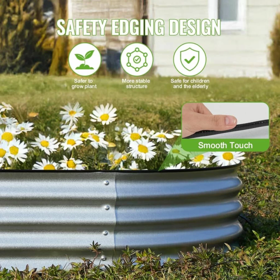 BACKYARD EXPRESSIONS 4x2 Ft Galvanized Metal Raised Garden Bed Kit for Vegetables, Fruits, Flowers - Easy Assembly Outdoor Planter Box