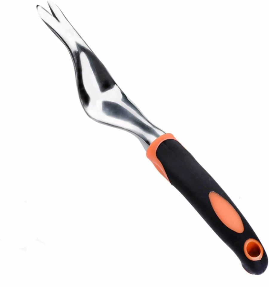 GANCHUN Stainless Steel Weed Puller Tool - 4 Teeth Dual Purpose Hand Weeder with Rubber Handle for Gardening, 2024 New Garden Weeding Tool