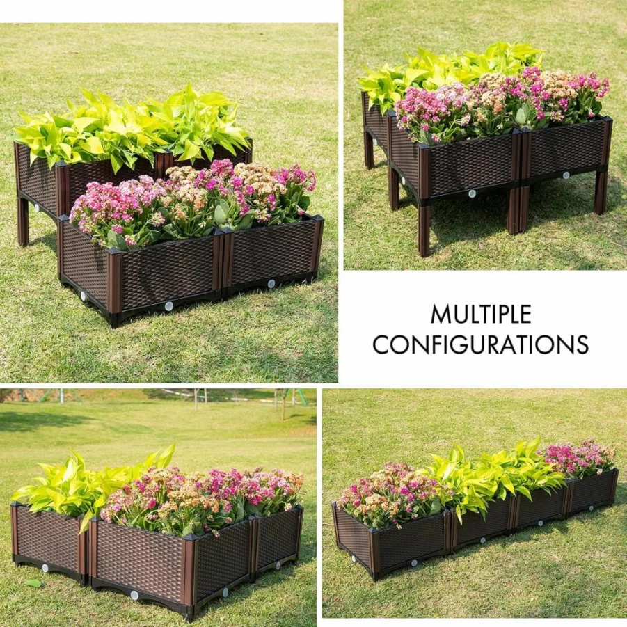 D'Vine Dev Elevated Garden Planter Box - Outdoor Raised Bed for Vegetables, Flowers, Herbs with Drainage Plug - Standing Gardening Kit RGB-6