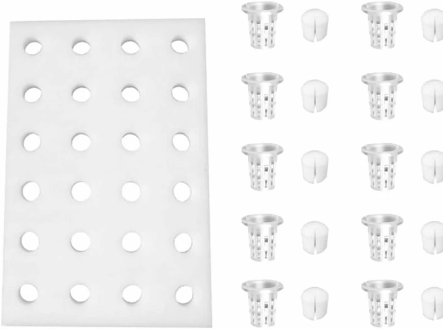 Kisangel 24-Hole Hydroponic Growing Kit with Sponge & 32mm Planting Tray for Indoor Gardening