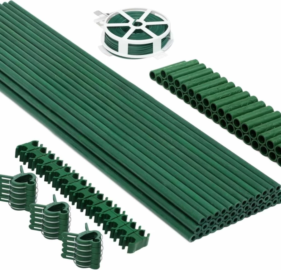 MAXPACE 62-Piece Garden Stakes Kit: 20 Sets Fiberglass Plant Supports for Tomatoes & Vegetables - 4FT/5FT/6FT/7FT Stakes for Indoor & Outdoor Gardening (DIY Gardening Supplies)