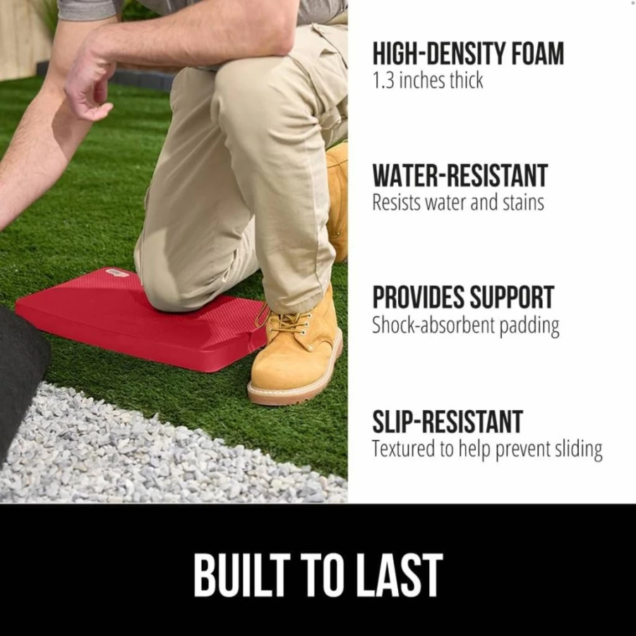 GORILLA GRIP Heavy Duty Garden Kneeling Pad, 17.5 x 11 Inch Extra Thick Knee Cushion for Gardening, Waterproof Soft Foam Mat for Bathing Baby, Work, Lightweight Black Non-Slip Knee Pad