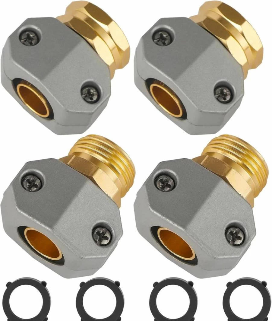 AuySier 3-Pack Garden Hose Repair Kit - Aluminum Alloy 3/4" & 5/8" Hose Connector Set with Male/Female Fittings for Leak-Free Mending