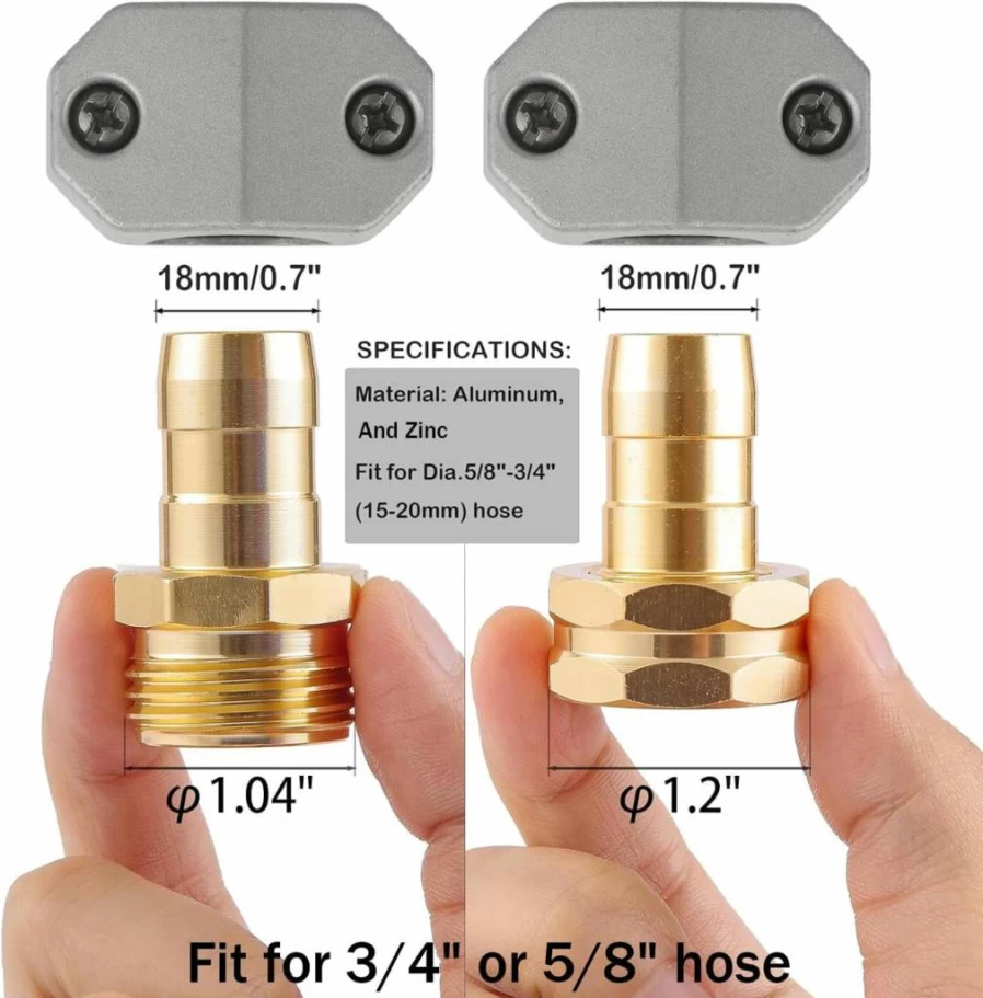 AuySier 3-Pack Garden Hose Repair Kit - Aluminum Alloy 3/4" & 5/8" Hose Connector Set with Male/Female Fittings for Leak-Free Mending